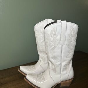 Western White Heeled Boots Lane Boots